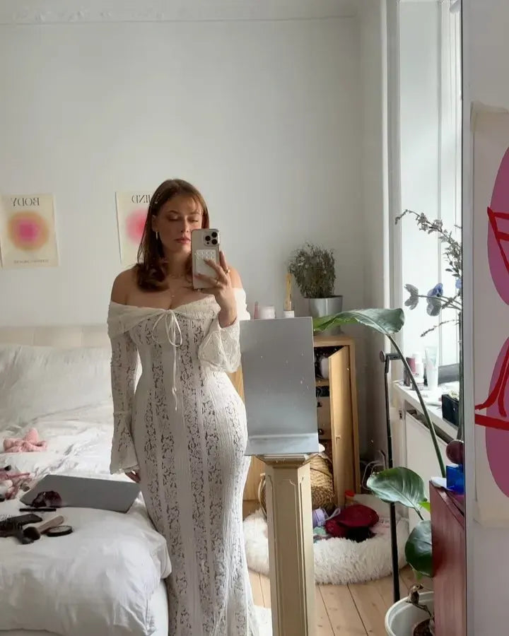 Elegant Lace Up Maxi Dress