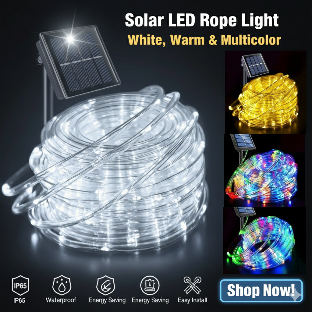 🔥 72ft 200 LEDs Solar-Powered Garden Glow Lights