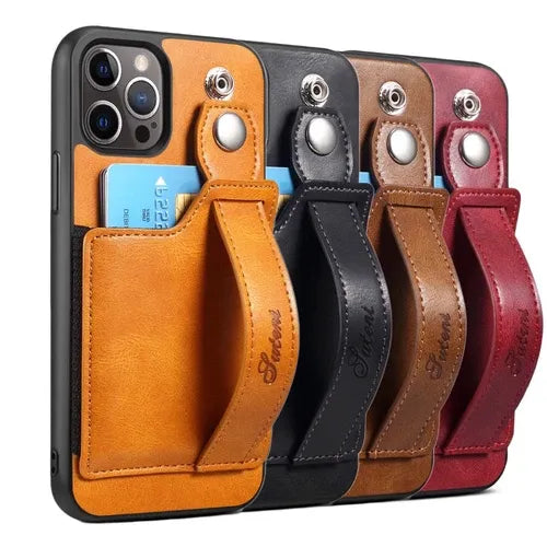 iPhone Leather Wallet Case Shockproof Kickstand Cover