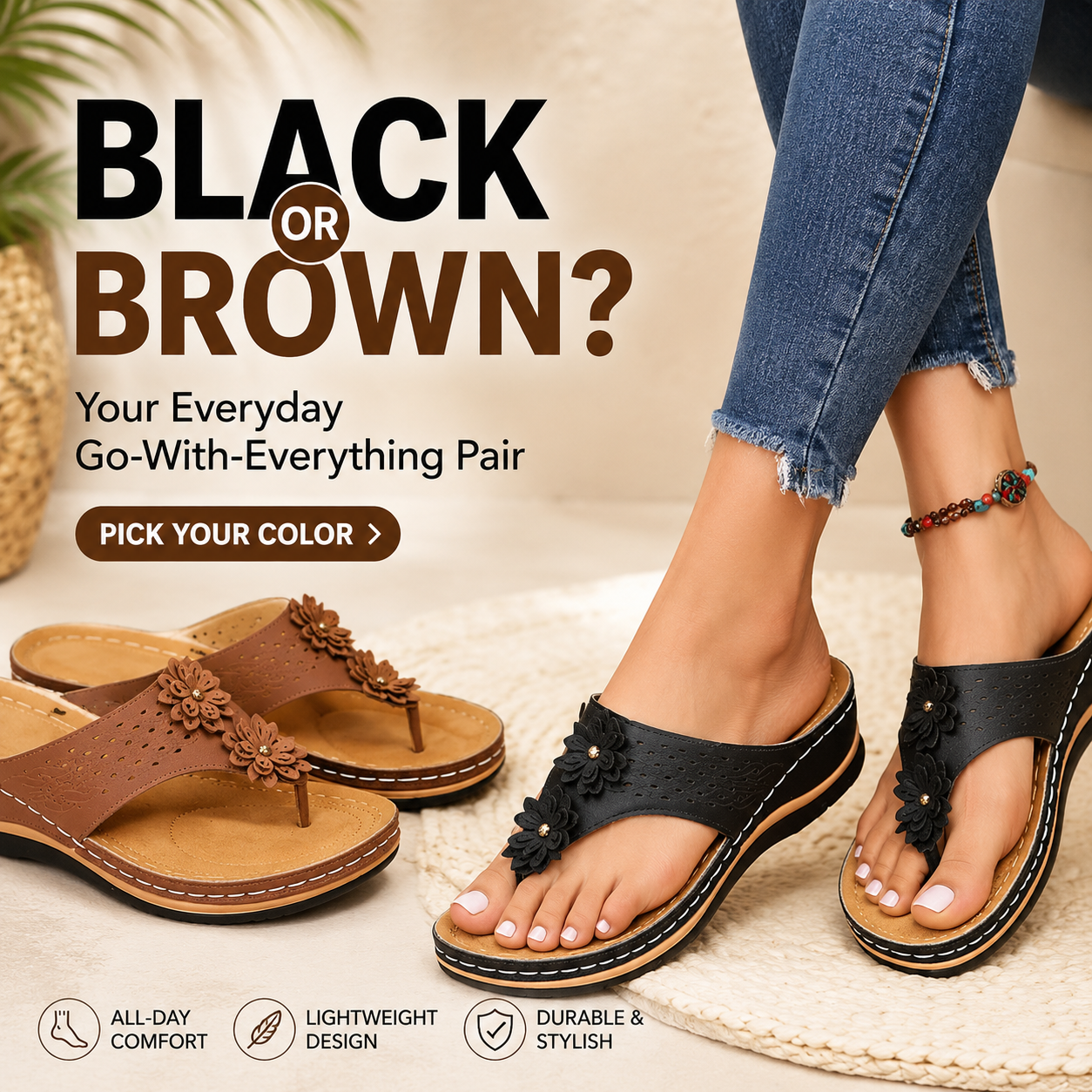 GearWithLove™ BloomStep Flower Comfort Wedge Sandals