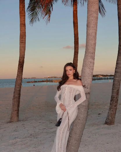 Elegant Lace Up Maxi Dress