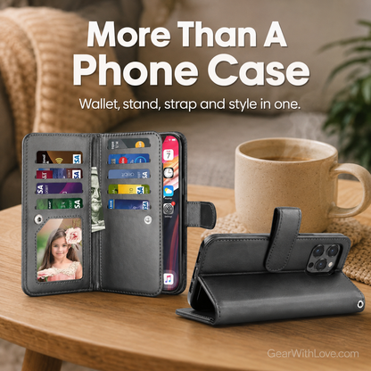 Luxury Leather Wallet iPhone Case Cover