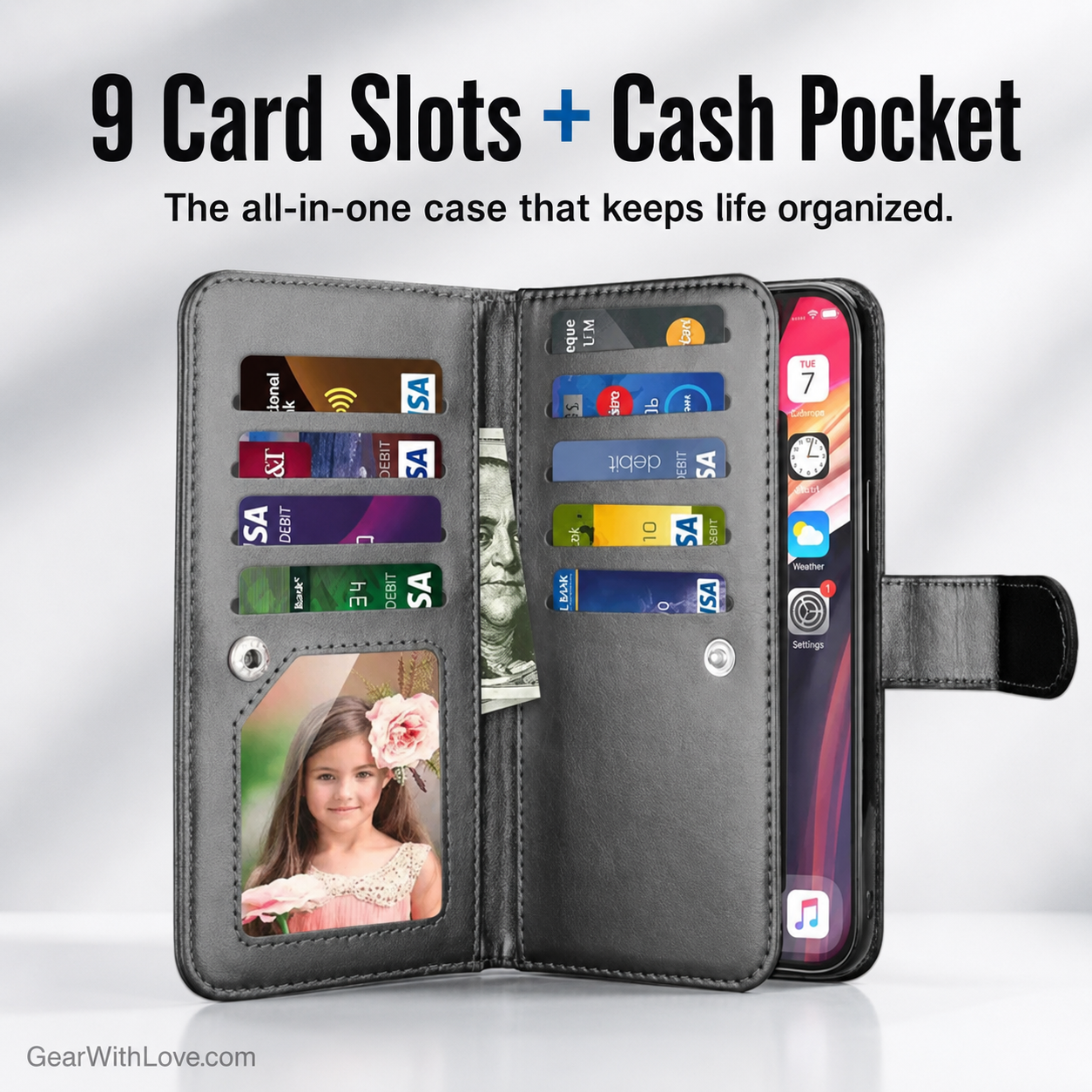 Luxury Leather Wallet iPhone Case Cover
