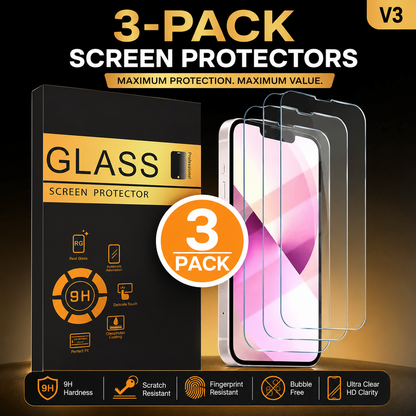 3-Pack Tempered Glass Screen Protector for iPhone.