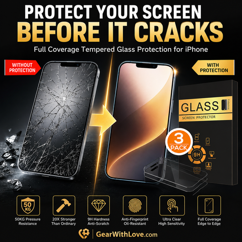 3-Pack Tempered Glass Screen Protector for iPhone.