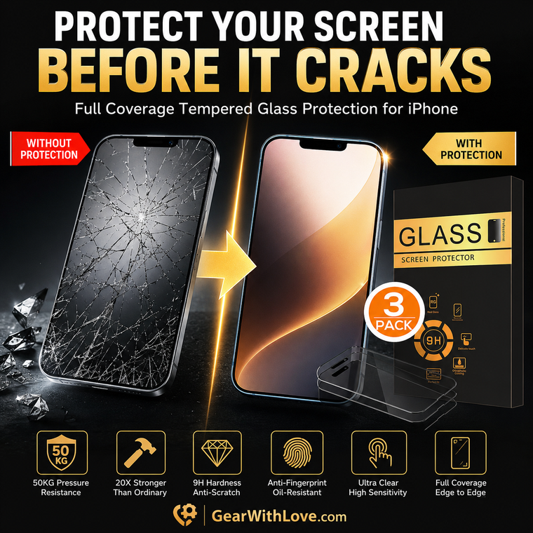 3-Pack Tempered Glass Screen Protector for iPhone.