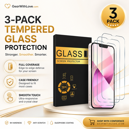 3-Pack Tempered Glass Screen Protector for iPhone.