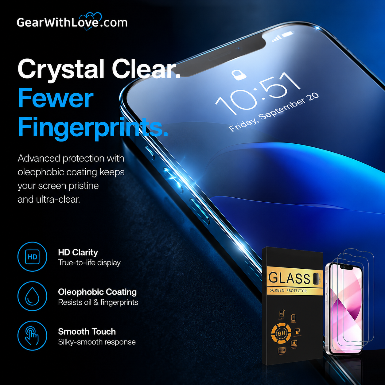 3-Pack Tempered Glass Screen Protector for iPhone.