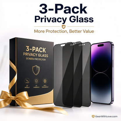 3-Pack Privacy Tempered Glass Screen Protector for iPhone.