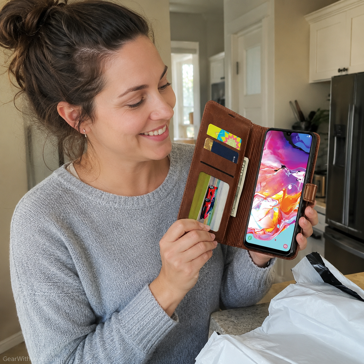Samsung Wallet Case + Tempered Glass
