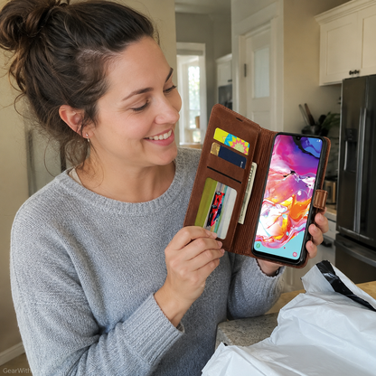 Samsung Wallet Case + Tempered Glass