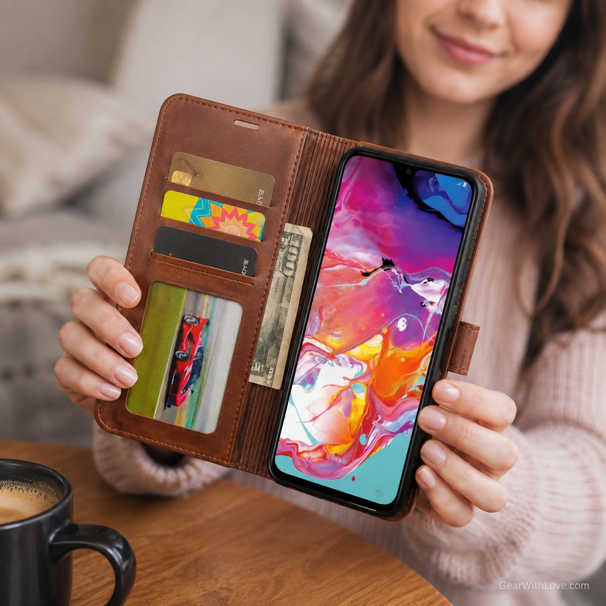 Samsung Wallet Case + Tempered Glass