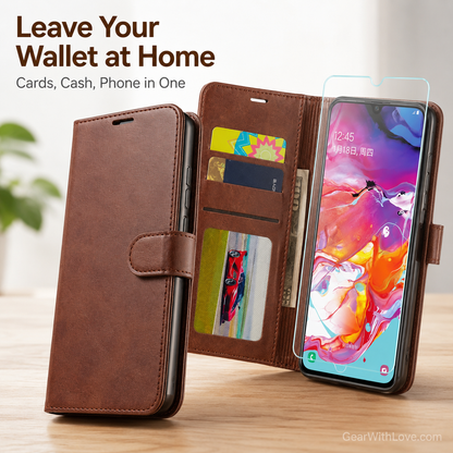 Samsung Wallet Case + Tempered Glass
