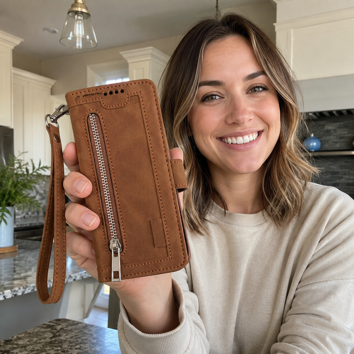 Luxury Zipper Wallet Phone Case for iPhone