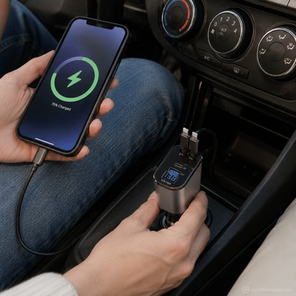 4-in-1 120W RetractCharge Car Charger