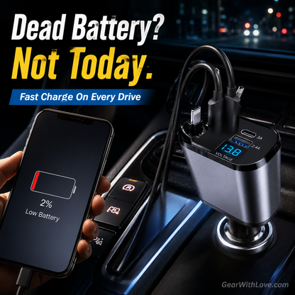 4-in-1 120W RetractCharge Car Charger