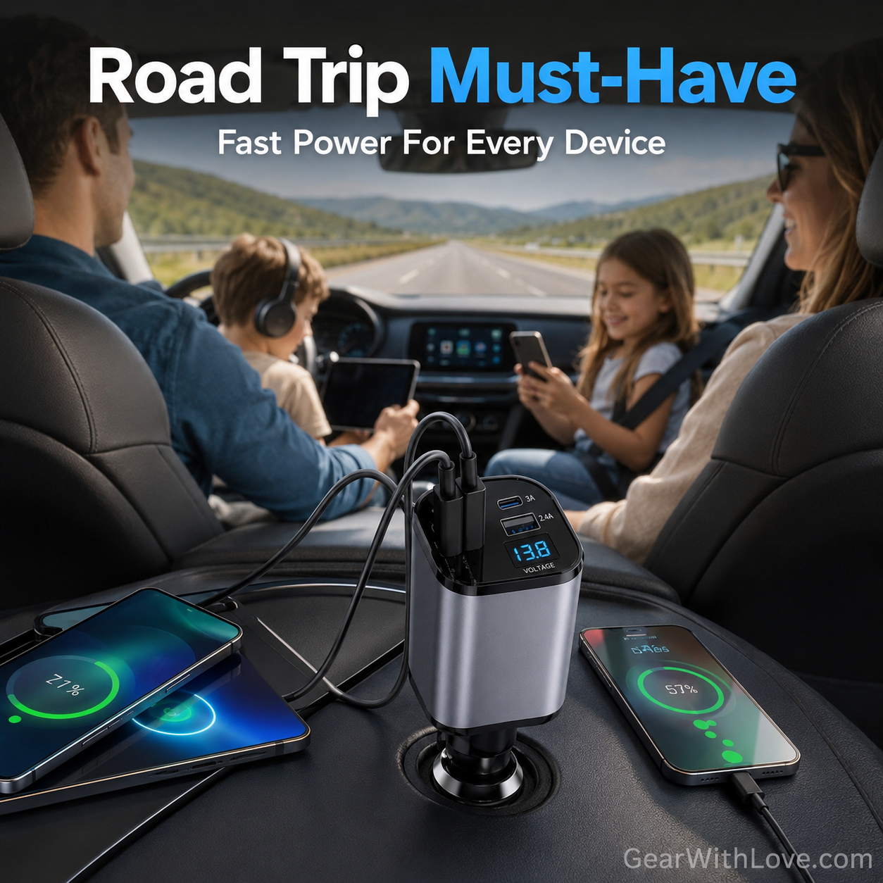 4-in-1 120W RetractCharge Car Charger