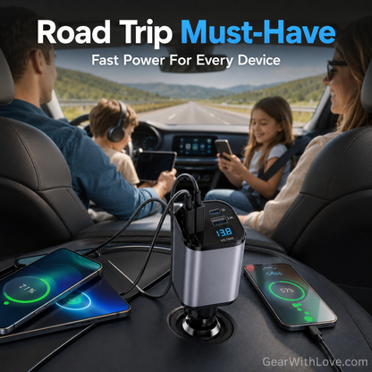 4-in-1 120W RetractCharge Car Charger