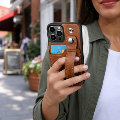 iPhone Leather Wallet Case Shockproof Kickstand Cover