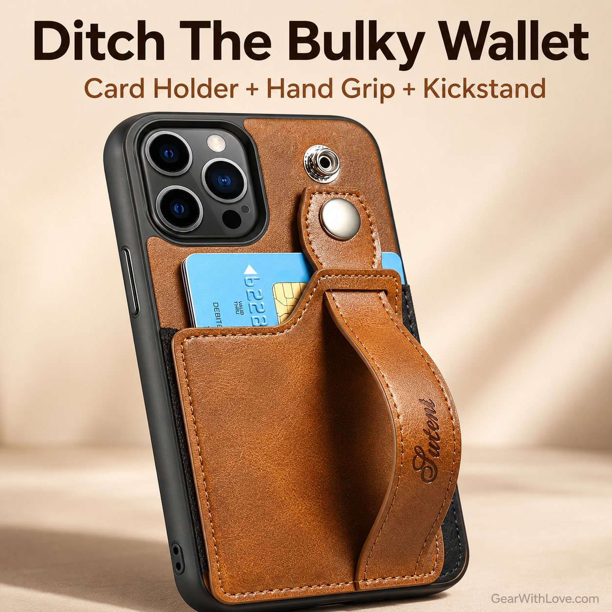 iPhone Leather Wallet Case Shockproof Kickstand Cover