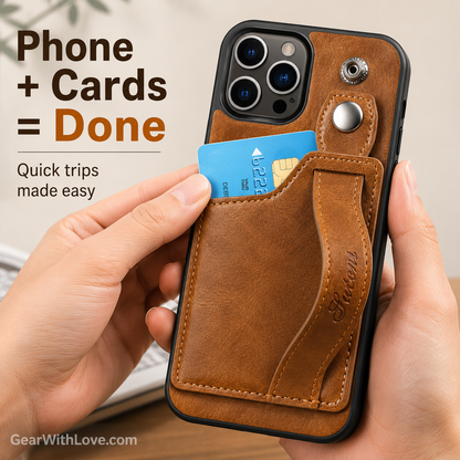 iPhone Leather Wallet Case Shockproof Kickstand Cover