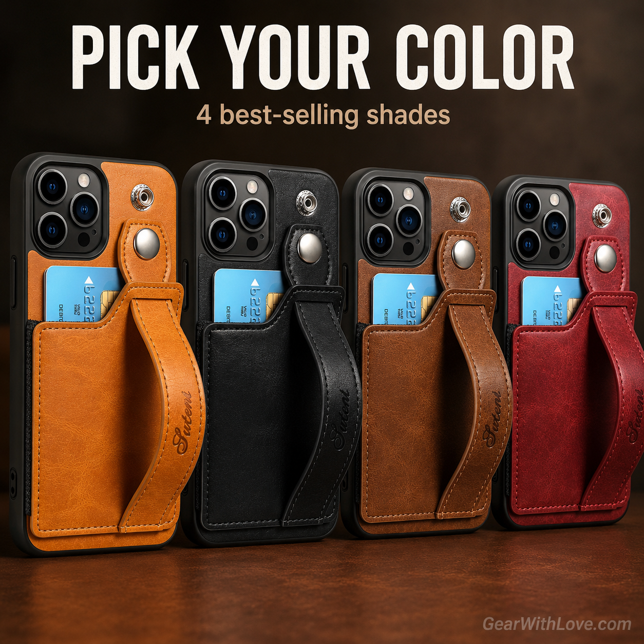 iPhone Leather Wallet Case Shockproof Kickstand Cover