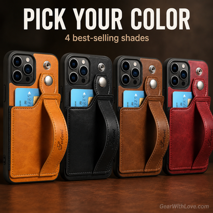 iPhone Leather Wallet Case Shockproof Kickstand Cover