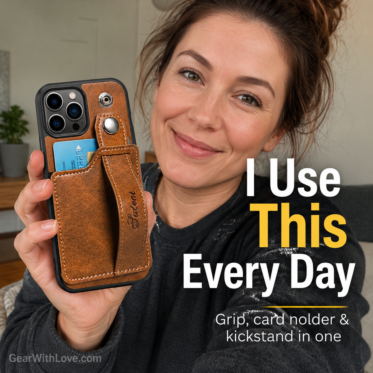 iPhone Leather Wallet Case Shockproof Kickstand Cover