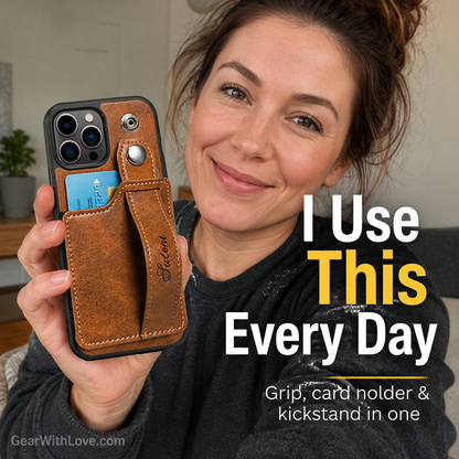 iPhone Leather Wallet Case Shockproof Kickstand Cover