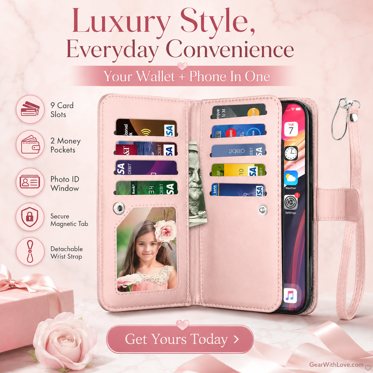 Luxury Leather Wallet iPhone Case Cover