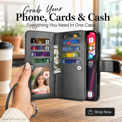 Luxury Leather Wallet iPhone Case Cover