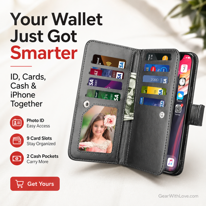 Luxury Leather Wallet iPhone Case Cover