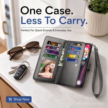 Luxury Leather Wallet iPhone Case Cover