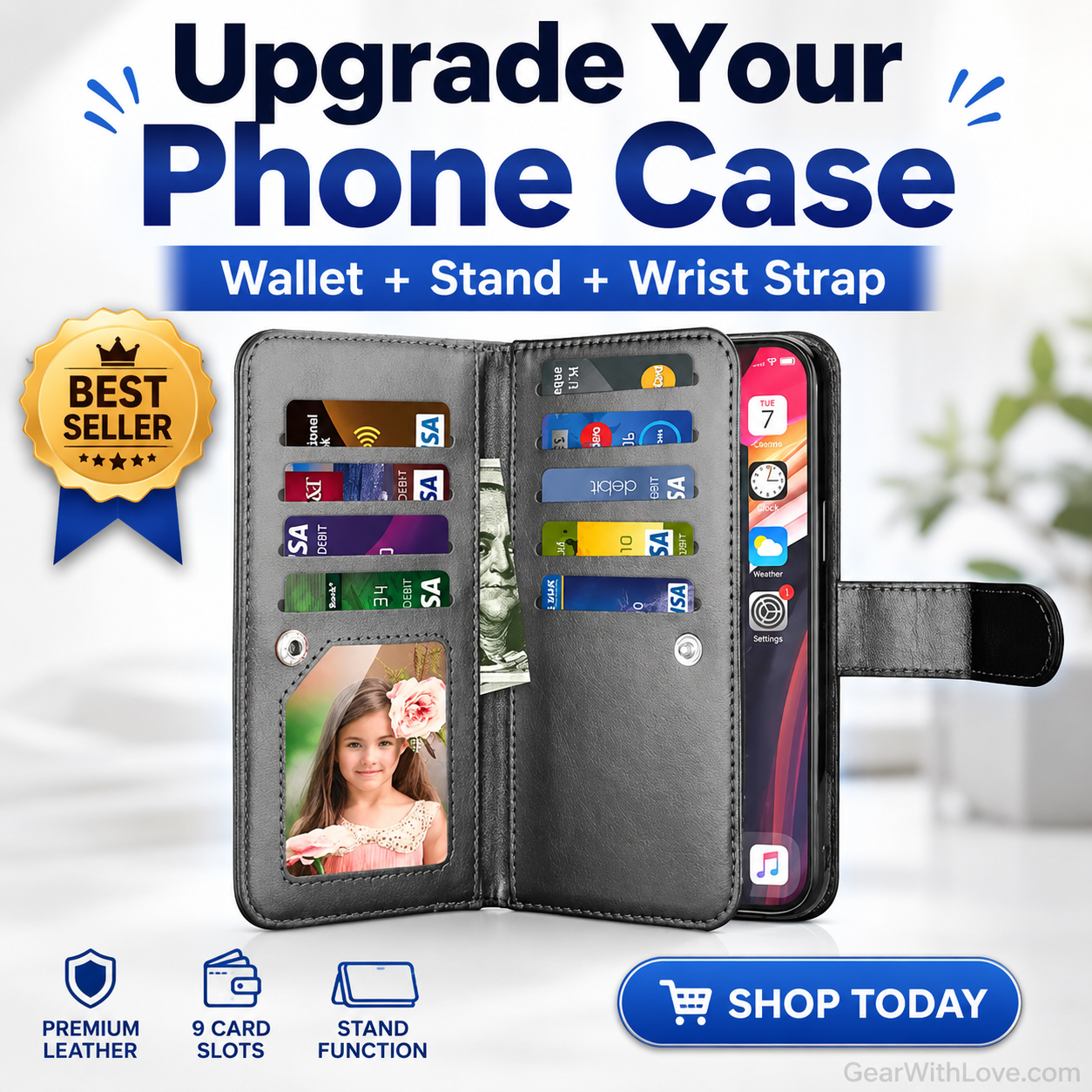 Luxury Leather Wallet iPhone Case Cover
