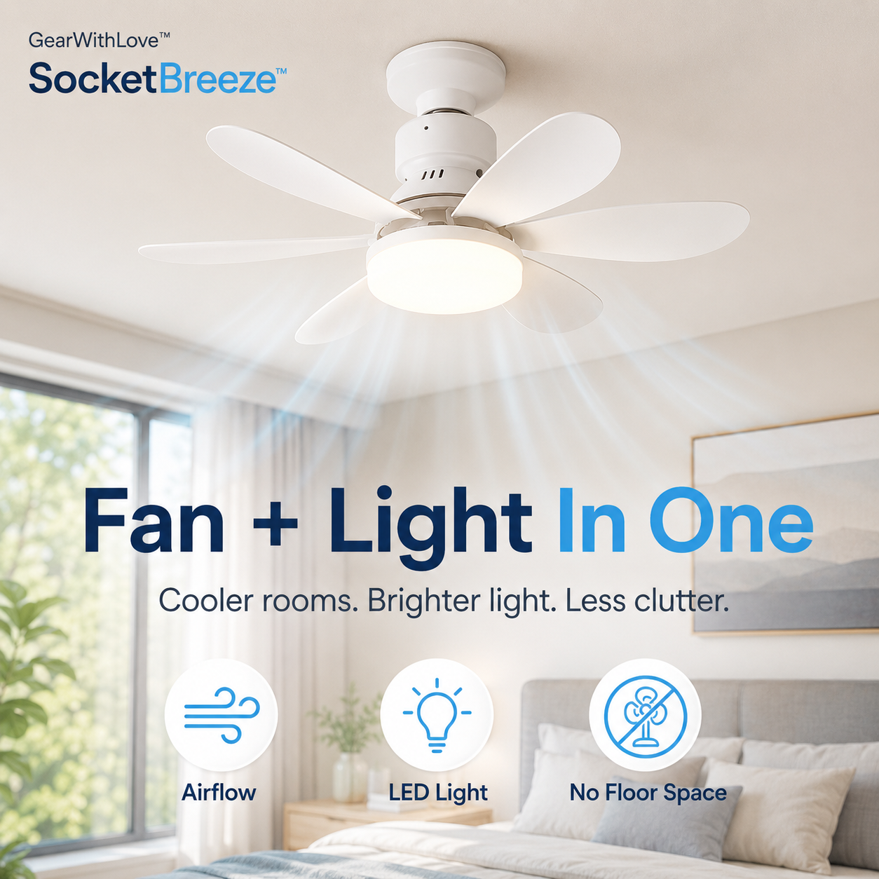 GearWithLove™ SocketBreeze 2-in-1 Fan Light