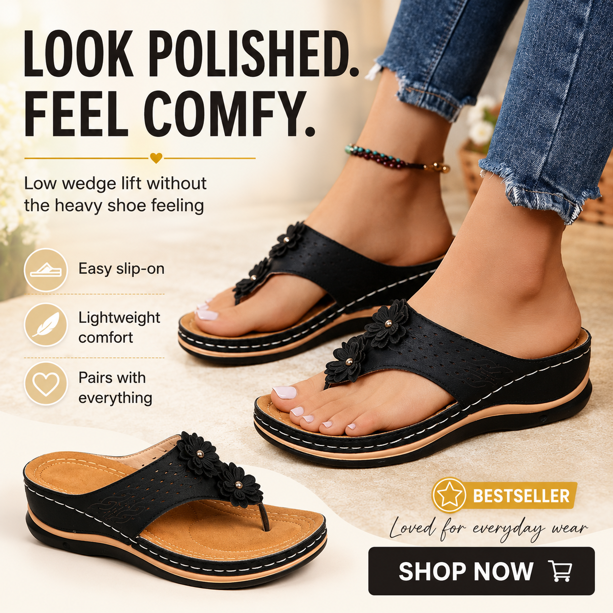 GearWithLove™ BloomStep Flower Comfort Wedge Sandals