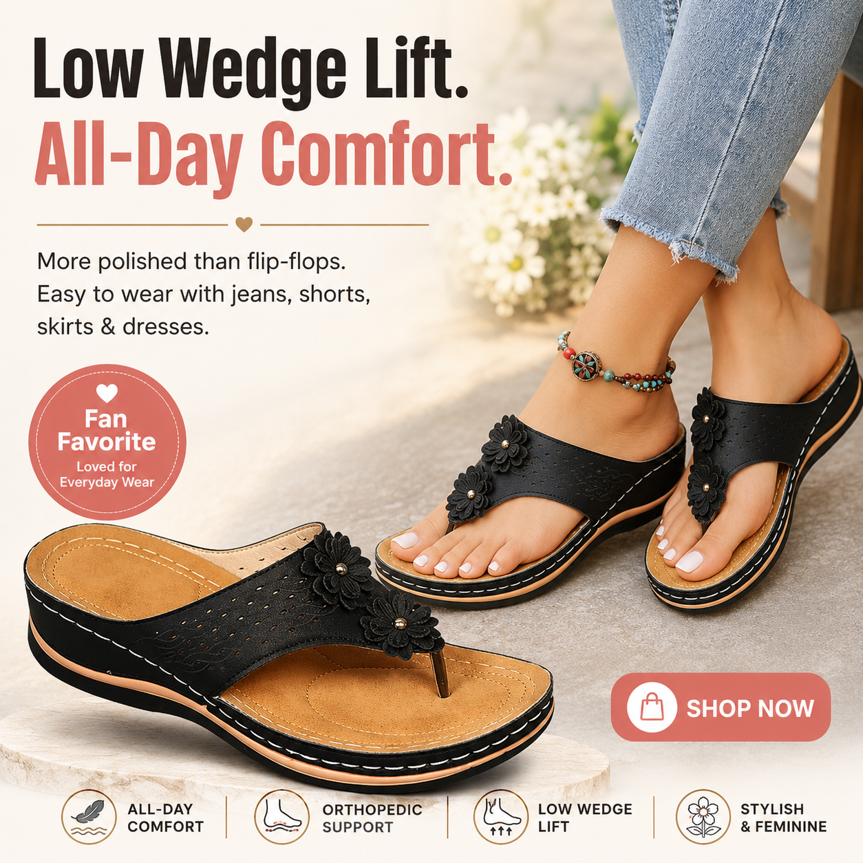 GearWithLove™ BloomStep Flower Comfort Wedge Sandals