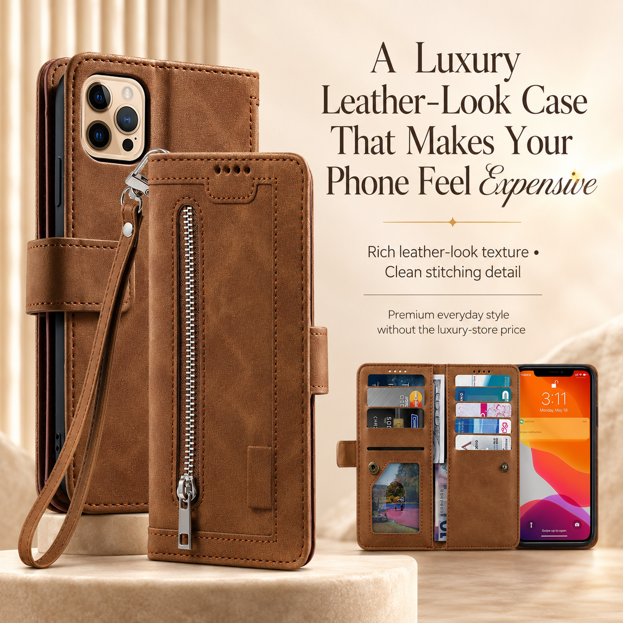 GearWithLove™ Luxury Zipper Wallet Phone Case for iPhone
