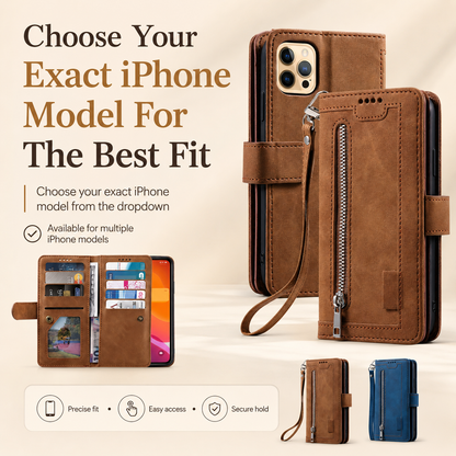 GearWithLove™ Luxury Zipper Wallet Phone Case for iPhone
