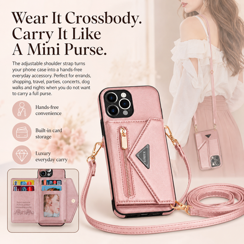 Luxury Crossbody Wallet Phone Case for iPhone