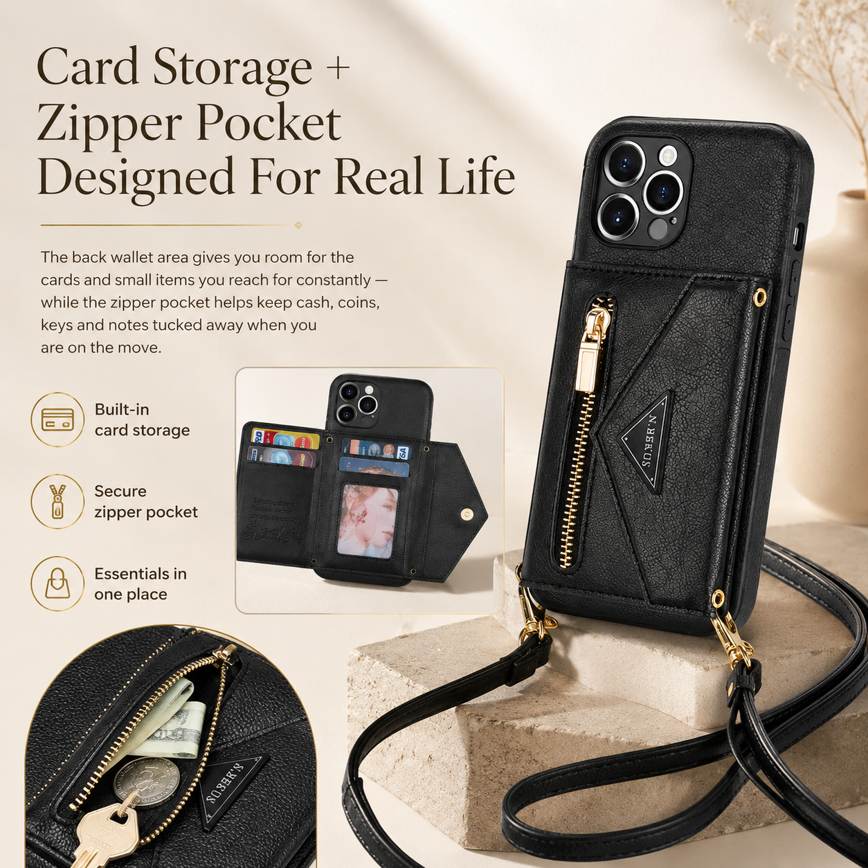 GearWithLove™ Luxury Crossbody Wallet Phone Case for iPhone