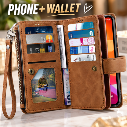 Luxury Zipper Wallet Phone Case for iPhone