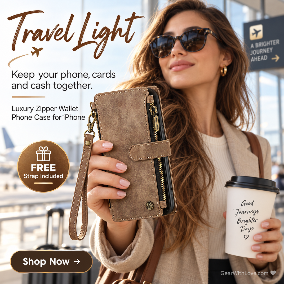 Luxury Zipper Wallet Phone Case for iPhone