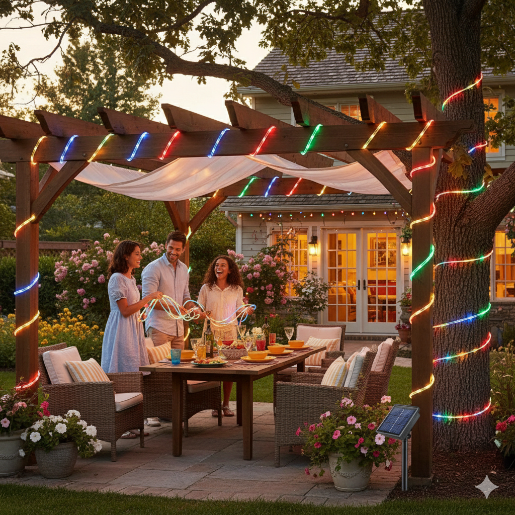 🔥 72ft 200 LEDs Solar-Powered Garden Glow Lights