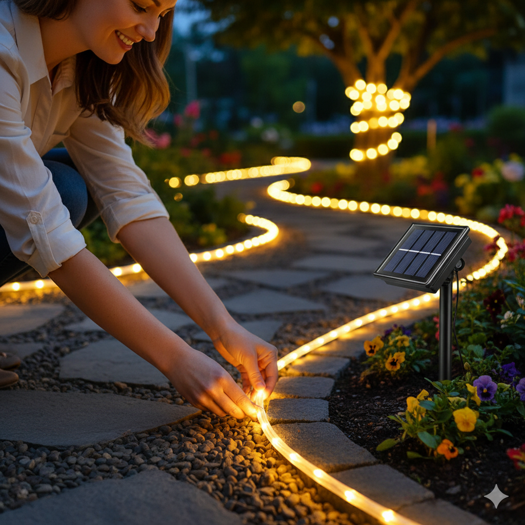 🔥 72ft 200 LEDs Solar-Powered Garden Glow Lights