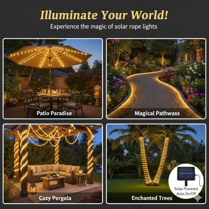 🔥 72ft 200 LEDs Solar-Powered Garden Glow Lights