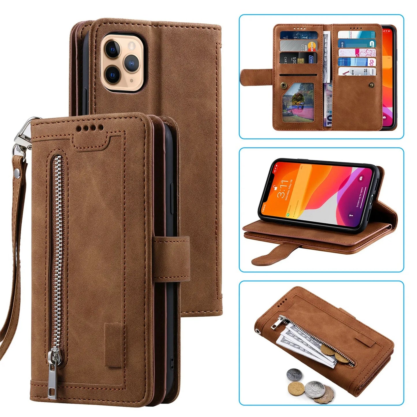 GearWithLove™ Luxury Zipper Wallet Phone Case for iPhone