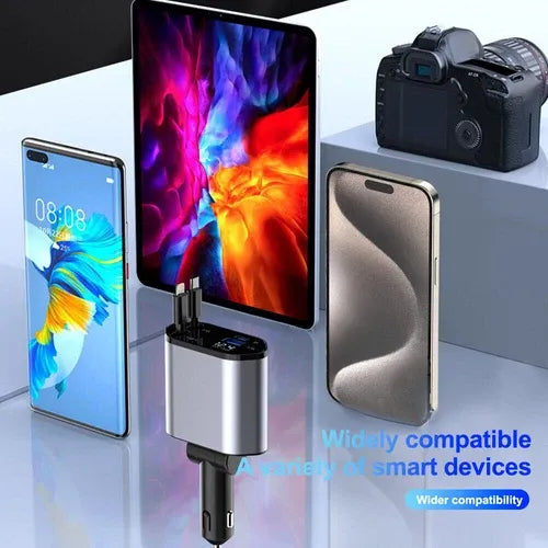 4-in-1 120W RetractCharge Car Charger
