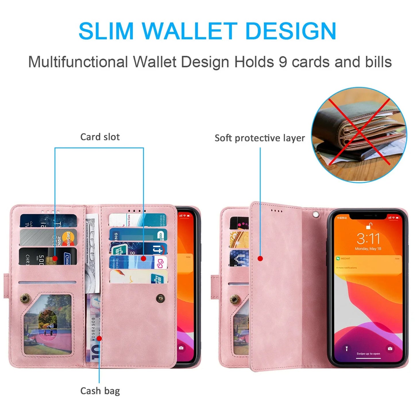 GearWithLove™ Luxury Zipper Wallet Phone Case for iPhone