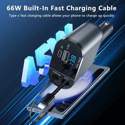 4-in-1 120W RetractCharge Car Charger